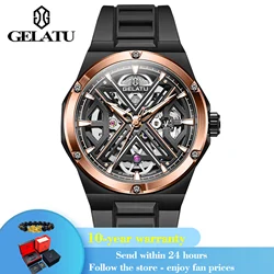 GELATU 6006 Original Deep Waterproof Man Mechanical Wristwatch Hollow Skeleton Sapphire Mirror Luxury Automatic Watch For Men