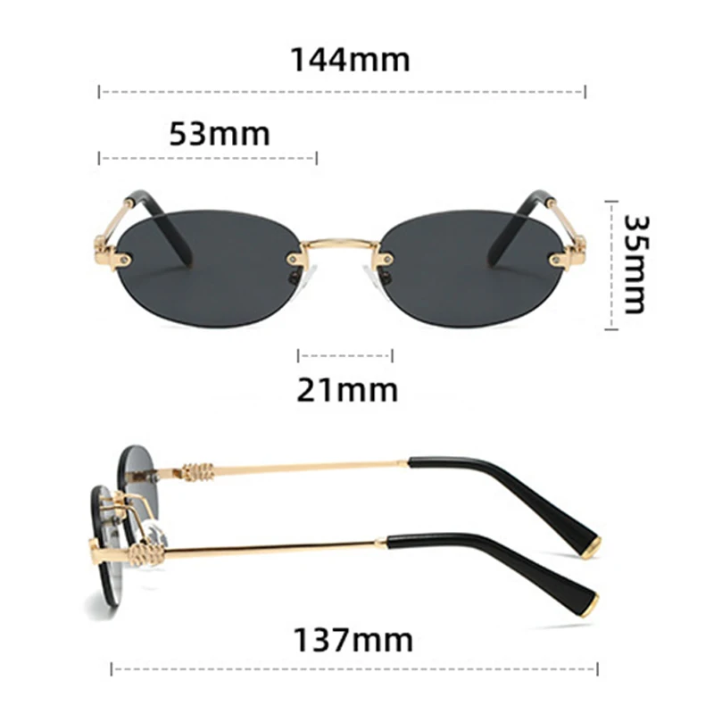 2025 البيضاوي موضة النساء الرجال ظلال صغيرة القطع الناقص نظارات شمسية للإناث الذكور حفلة السفر شعبية الشرير بدون شفة مكبرة