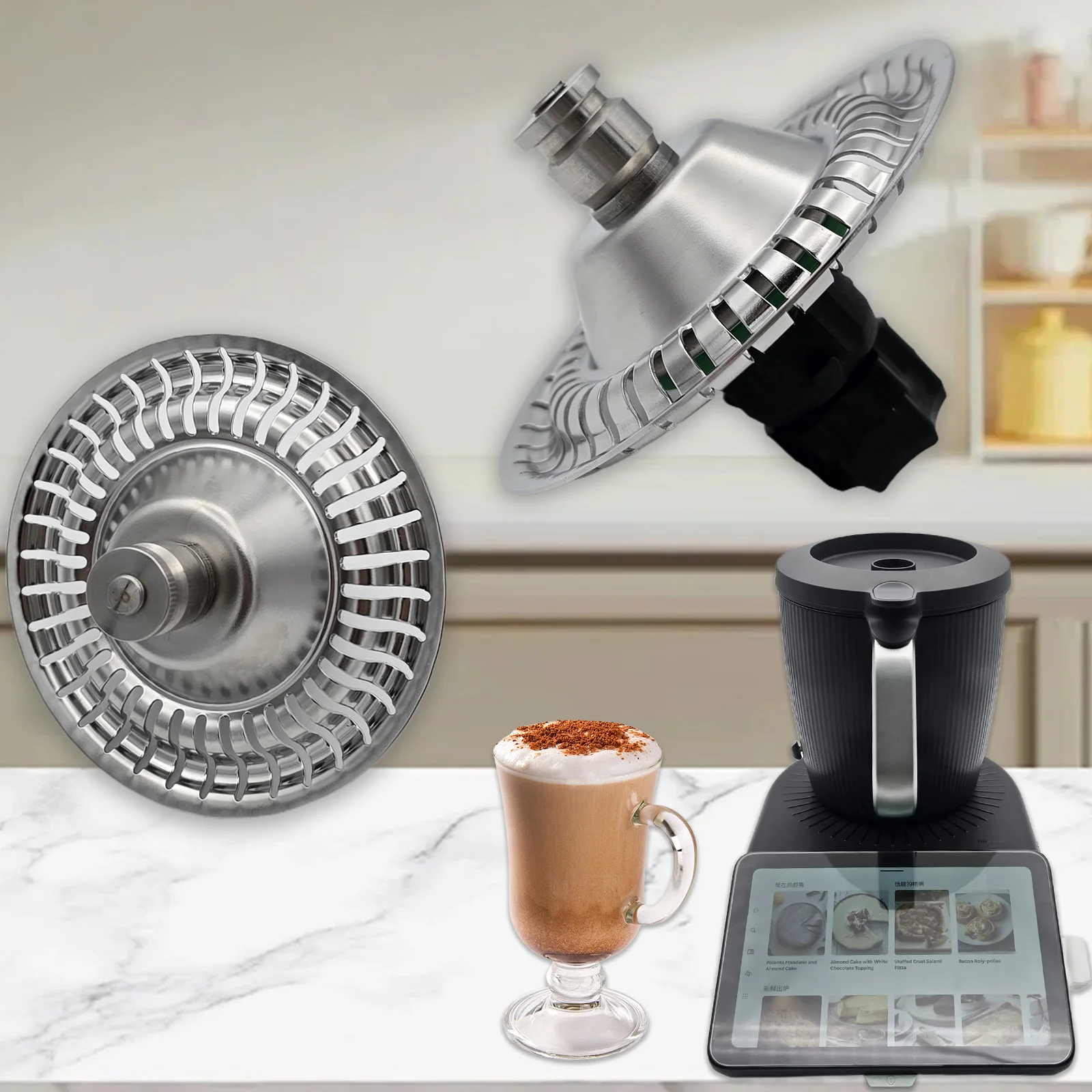 مرفق رغوة الحليب متوافق مع Thermomix TM7 للرغوة الساخنة والباردة-كابتشينو-لاتيه آرت-ميلك شيك-خبز الحلوى #6