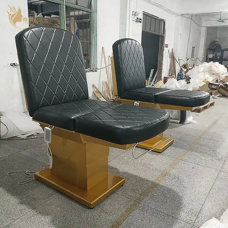 Black 3 Motor Electric Massage Bed With PU Leather Upholstery For Lash And Facial Salon Treatments