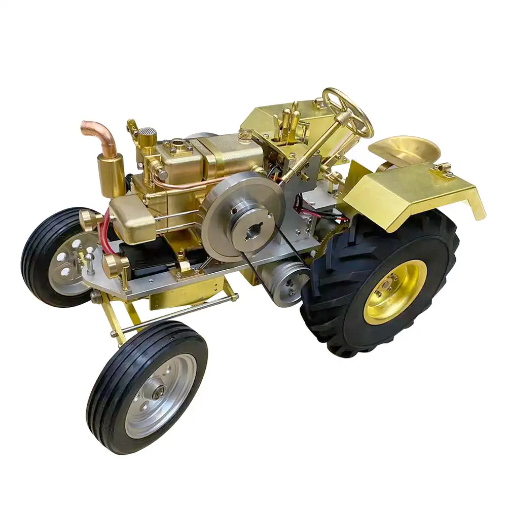 Horizontal Water Cooled Model T12 Single Cylinder Internal Combustion Engine Brass Gas Roller Tractor Model 1.6CC Toy Gift