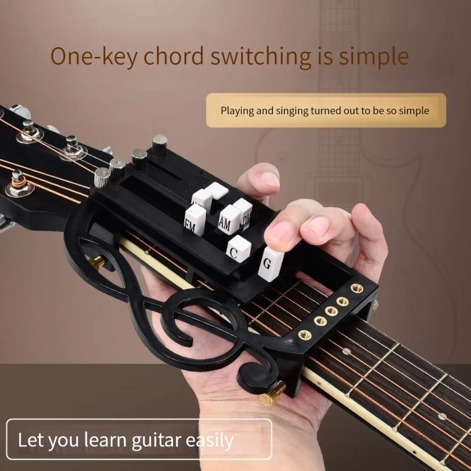 Upgraded One-Key Guitar Chord Trainer Chord Learning Assisted Tool Folk Guitar Chord Practice Tool for Folk Guitar