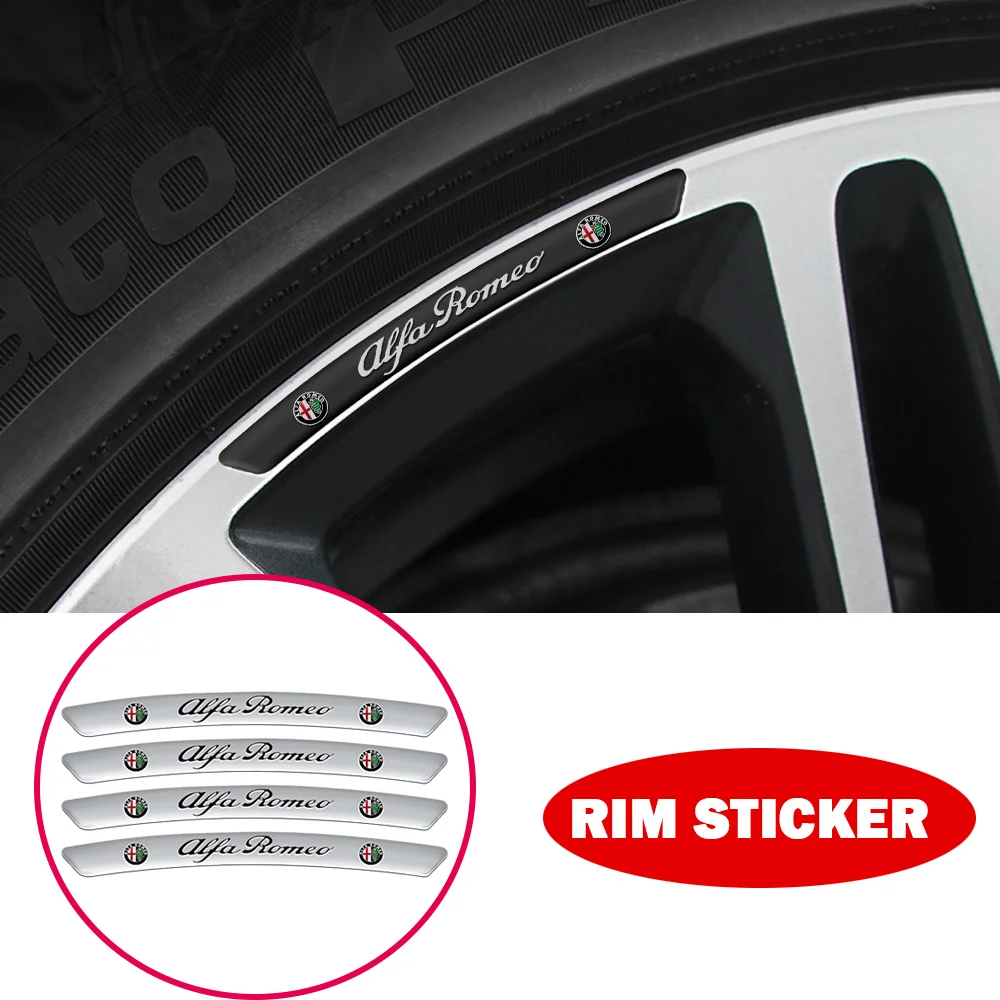 4pcs/set Car Decal Sticker Aluminum Wheels Rims Racing Car Sticker For Alfa Romeo 159 Giulietta Mito 147 Stelvio 156 Volante