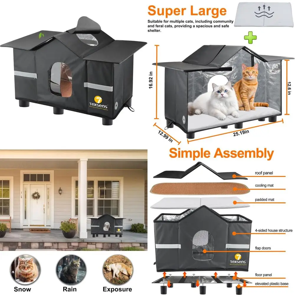 

Всепогодный уличный укрытие для кошек с изолированной крышей и окном для бродячих кошек, в комплекте с подушкой