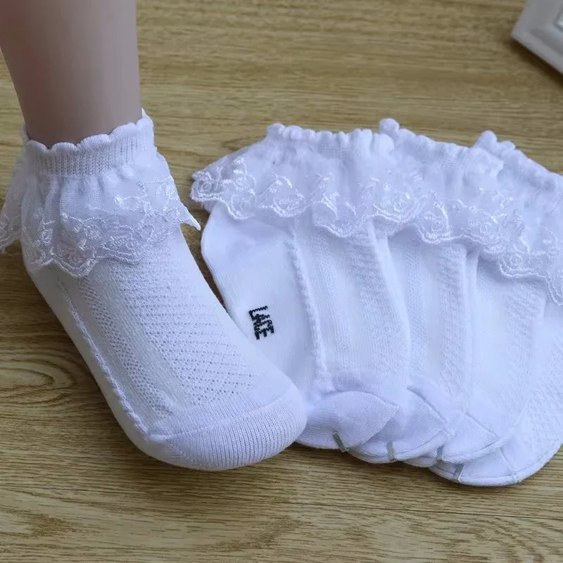 Lace Ruffle Baby Breathable Socks Children Kids School Student Princess Socks Girls Toddler Beautiful White Dance Short Socks