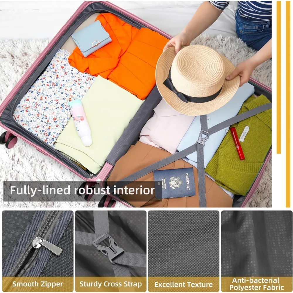 3-Piece Hardside Spinner Luggage Set with TSA Lock, Duffel Bag, and Carry-On Suitcase for Travel