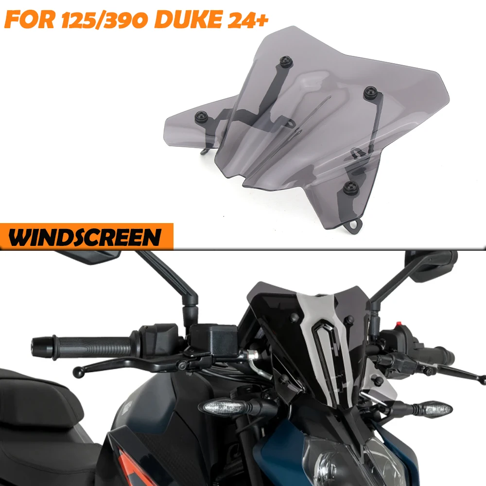 

New Motorcycle Accessories Sport Windshield WindScreen Visor Viser Kit For 125 Duke 390Duke 125 DUKE 390DUKE 2024-