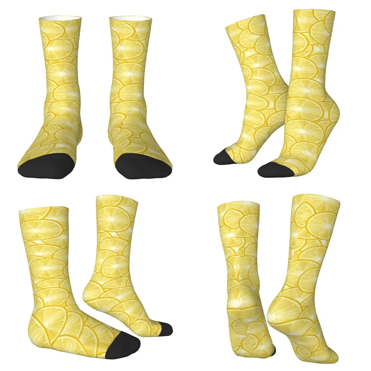 

Ярко-желтые носки с узором в виде ломтиков лимона, супермягкие носки в стиле Харадзюку, всесезонные длинные носки унисекс, подарки на День святого Валентина