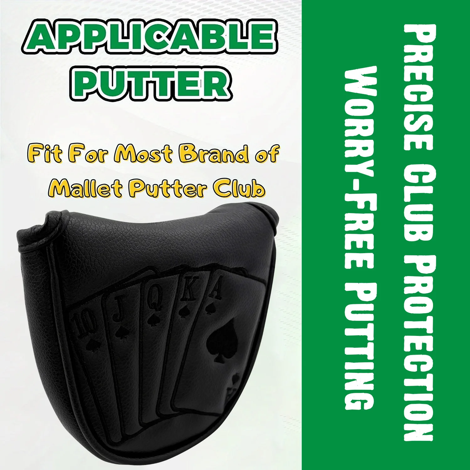 1pc Golf Club Protective Cover, Putting Head Cover, Playing Card Design, Velcro Closure, Durable and Stylish
