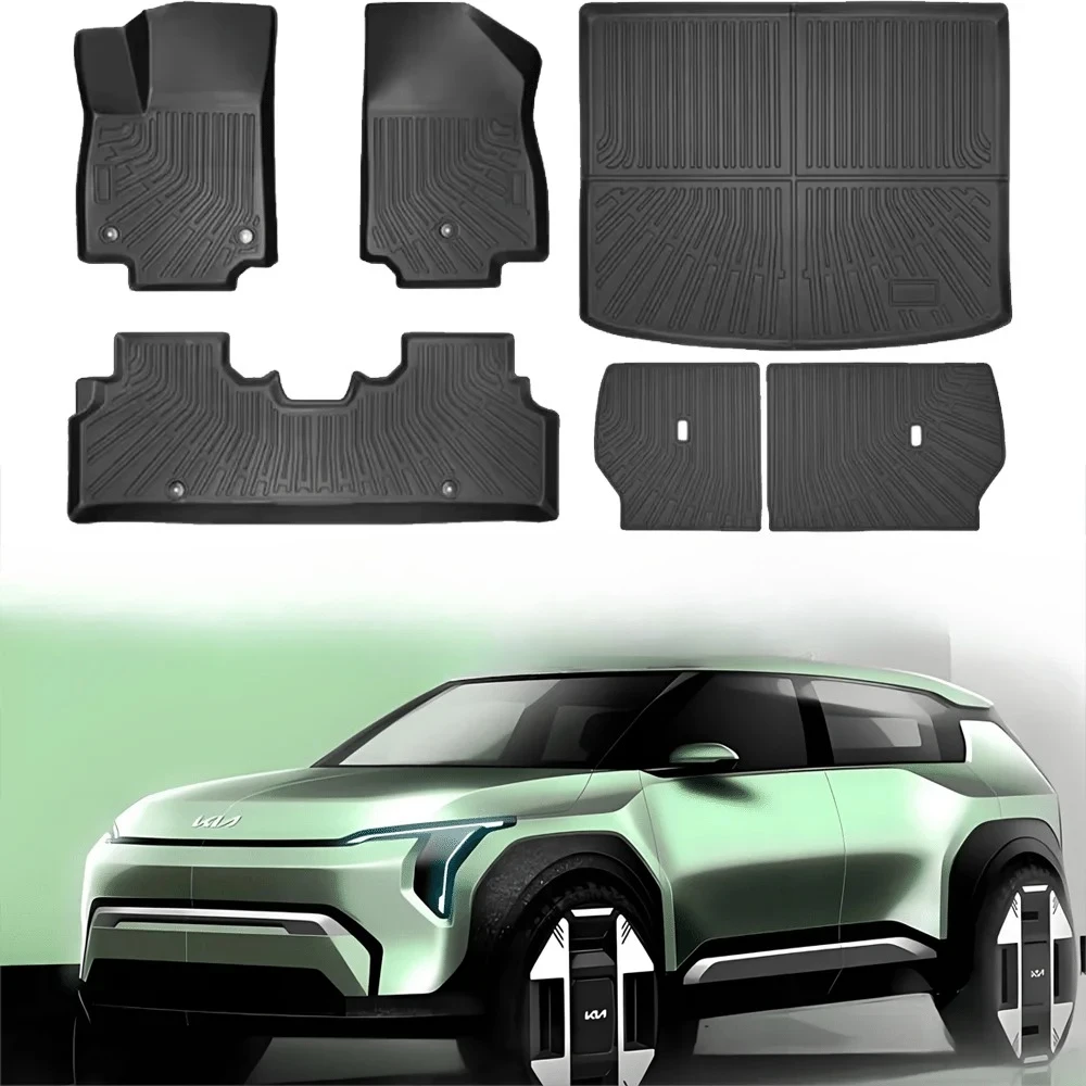 

Для Kia EV3 2024 2025 коврики из ТПЭ, всепогодный защитный коврик для багажника, водонепроницаемый коврик для багажника с накладкой на спинку, полный комплект с левым рулем