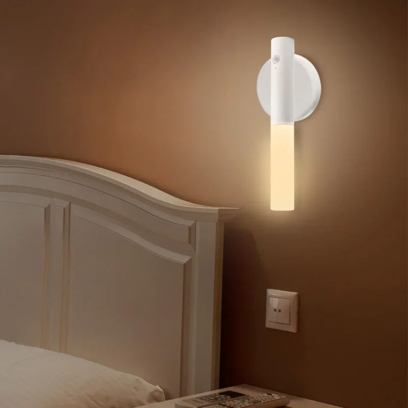 Smart Body Sensor Wall Light LED Rechargeable 5V Cylindrical Plastic Lantern Outdoor Portable Motion Sensor Night Light