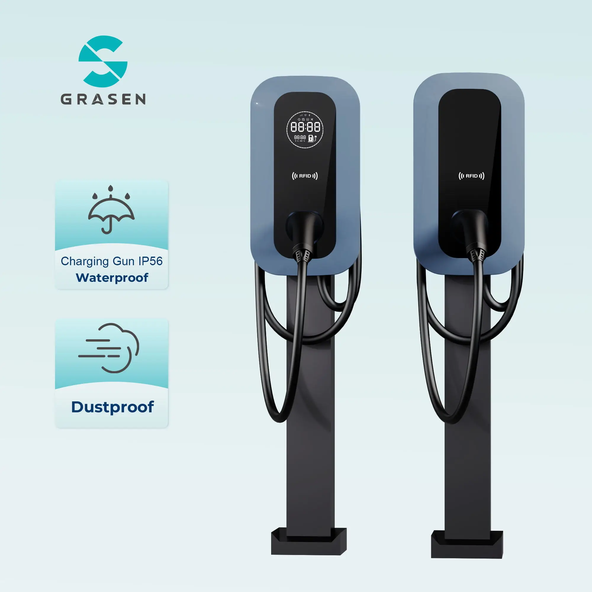 New Wallmount & Floormount 7KW 11KW 22KW AC EV Car Charging Station CE Type-2 Socket Public Ocpp EV Charging Point Charging Pile