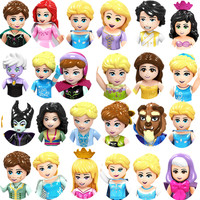 Princess Belle Beast Anna Elsa Mermaid Mini Action Toy Figures Building Blocks Assembly Toys Kids Gifts