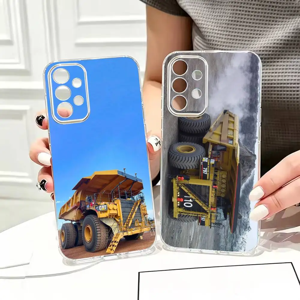 Heavy industrial Mining Dump Truck  Stand Phone Case Transparent TPU For Samsung S25,24,23,22,21,10,9,Ultra,Plus