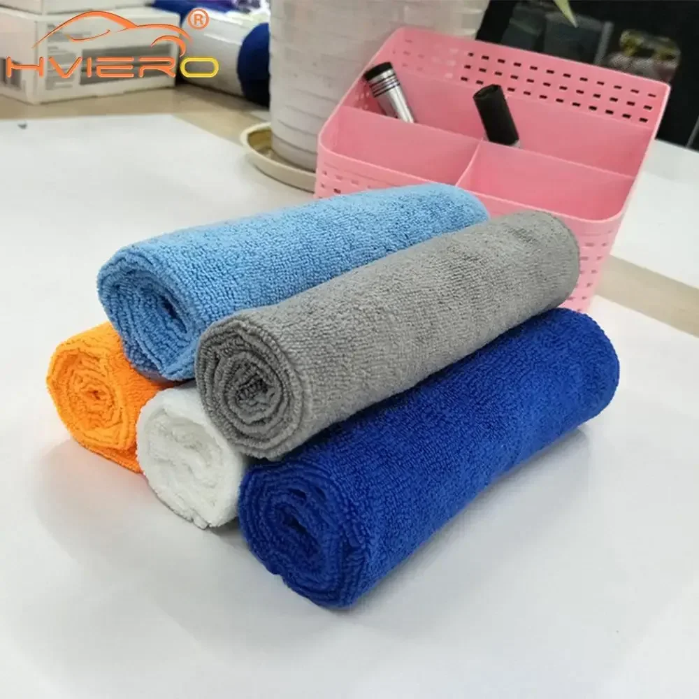 Car Microfiber Wipe Small Square Cloths 40*40 Thick Absorbent Auto Wash Cloth Cleaning Tools Strong Water Absorption Accessories