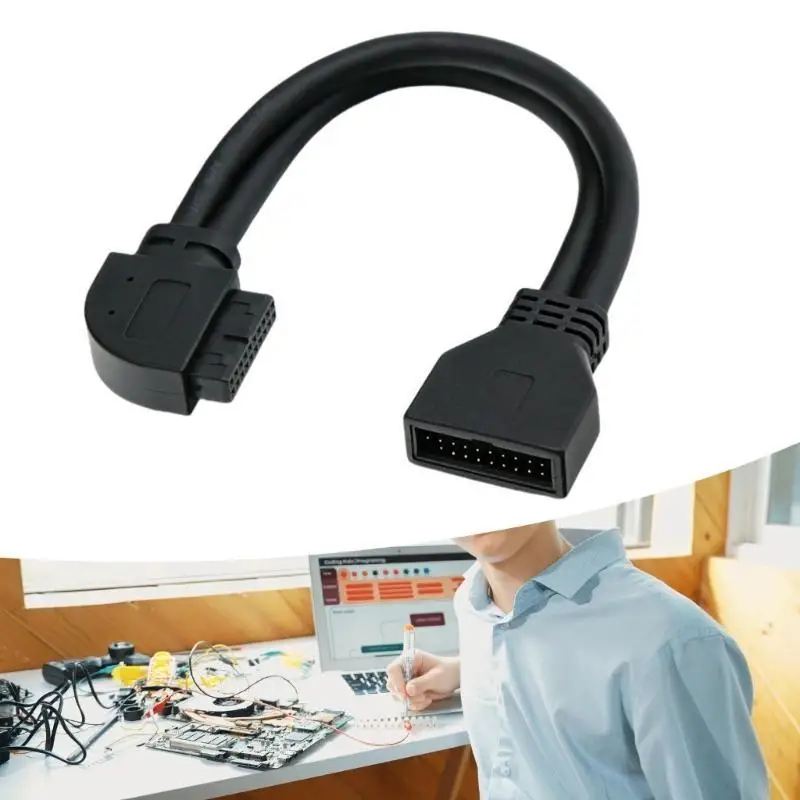 652F USB3.0 Internal Extension Cord 90 Degree Elbow Connector Front Panel To Motherboard 25cm Gold Plated Contacts Build