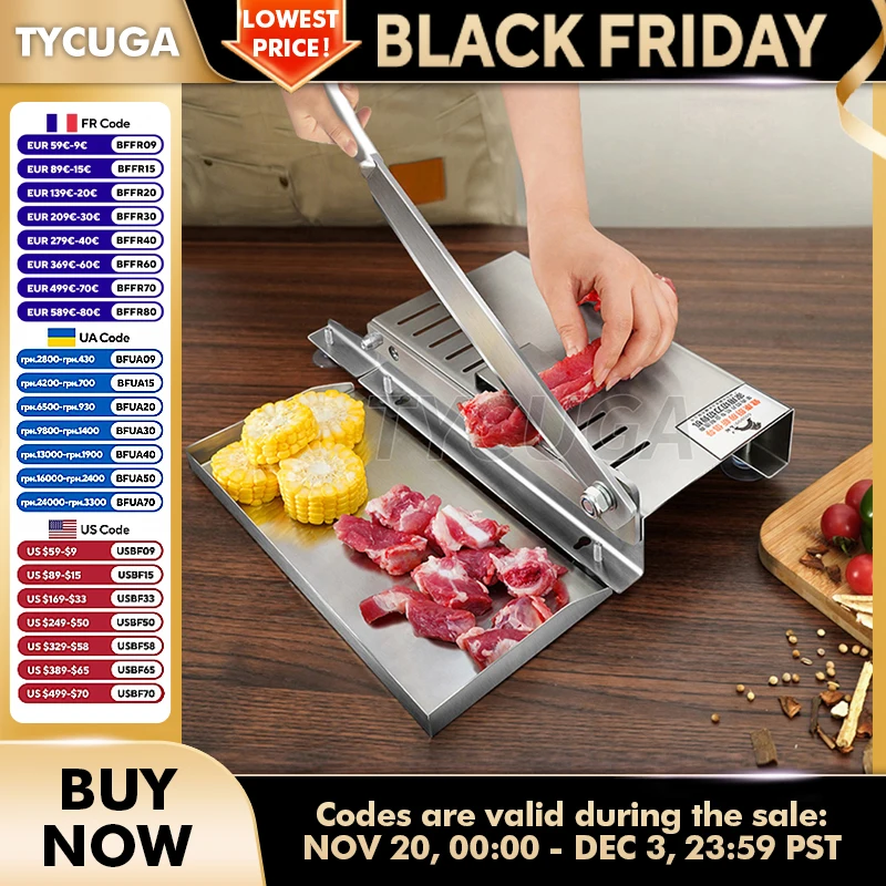 Cortadora de carne comercial, máquina cortadora de huesos congelados, cortador de carne de hueso de cordero picado, costillas de pescado, pollo, pato, herramienta de cocina para cortar cordero