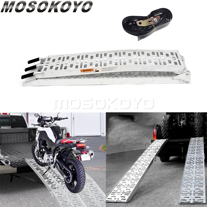 

Loading Car Ramps Folding Aluminum Truck Ramps ATV UTV Motorcycle Accessories Universal Loading Unloading Ladders Ramp Tie Down