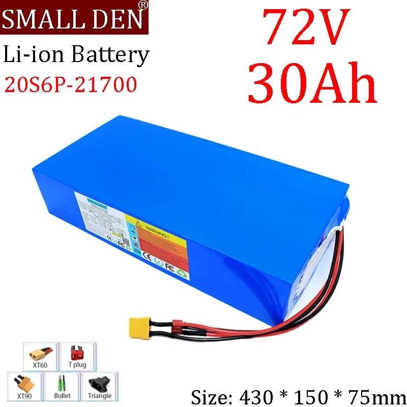 New 72V 30Ah 21700 lithium battery pack 20S6P 30000mAh large capacity 84V 3000W battery pack