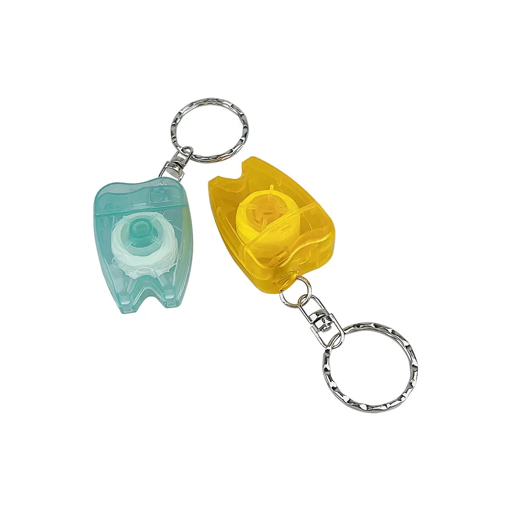 50Pcs Portable Floss Keychain Teeth Cleaning Oral Care Tooth Shape Key Ring Tooth Shape Dental Floss Teeth Cleaning Oral Care