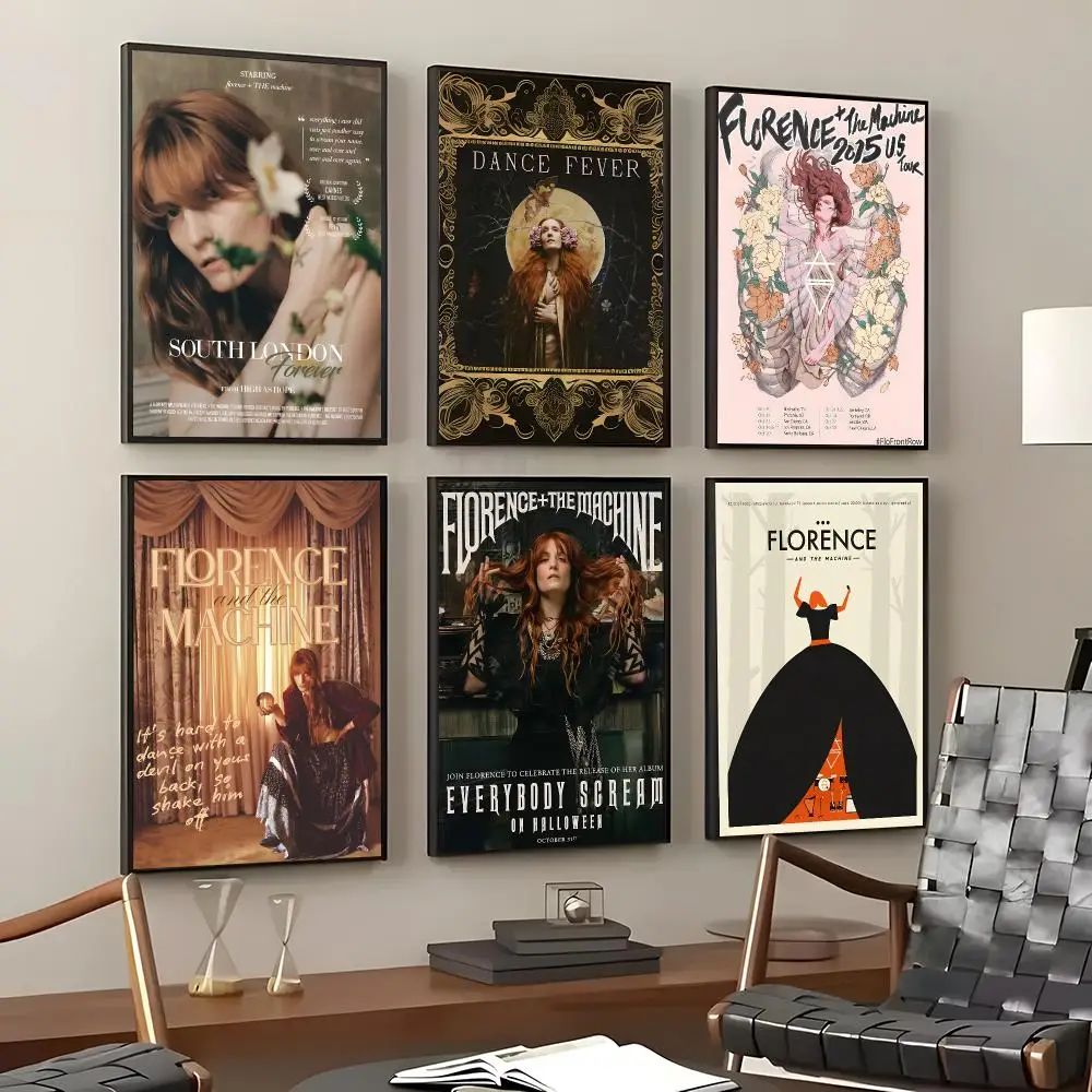 Band Florence and the Machine Poster Self-Adhesive Waterproof Wall Stickers, Coffee Bar Home Wall Decor