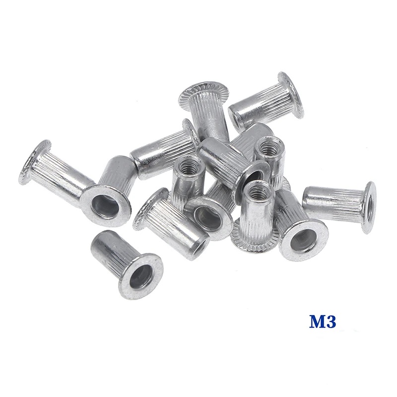 50/20pcs M3 M4 M5 M6 M8 M10 Aluminum Alloy Rivet Nuts Flat Head Threaded Insert Rivet Nuts Set Nutsert Cap Rivet Nut Rivnut