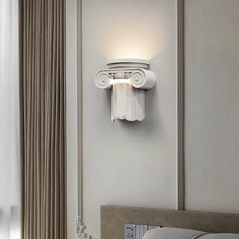 European style Roman column decorative lamp, creative wall lamp, staircase mounted French wall lamp, gypsum wall lamp
