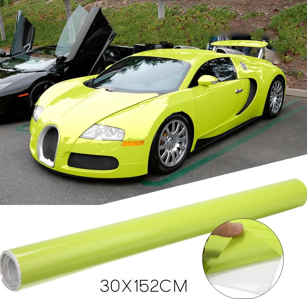 Practical Foil Film Wrap Foil Film Glossy Neon Parts Vinyl Wrap Roll Yellow 1 Pcs 30x152cm Decal Good Adhesion