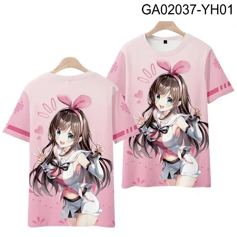 Vtuber kizuna ai 3d printing t-shirt summer fashion round neck short sleeve popular japanese streetwear 2024