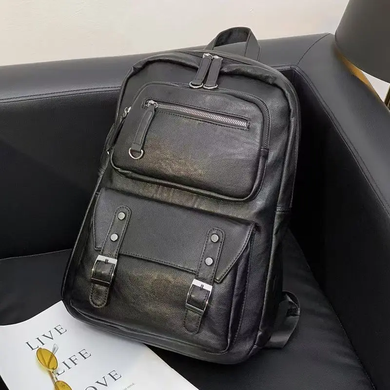 

Новые модные мужские рюкзаки 2026 года из высококачественной искусственной кожи, корейский стиль, для студентов, деловых людей, для ноутбуков и компьютеров