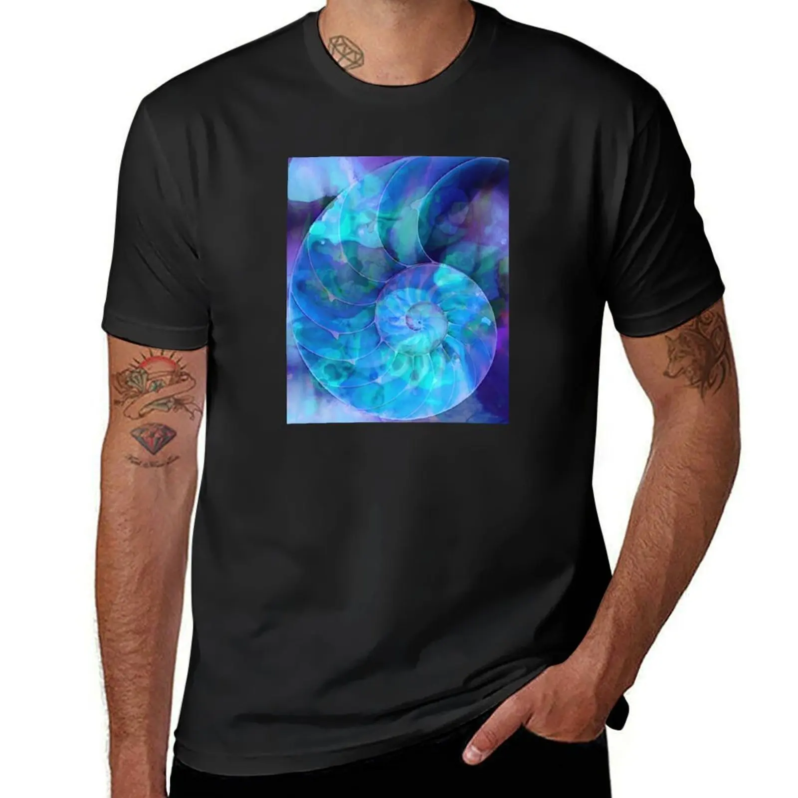 

Blue Nautilus Shell By Sharon Cummings T-Shirt blanks blue lock sublime funny t shirts for men