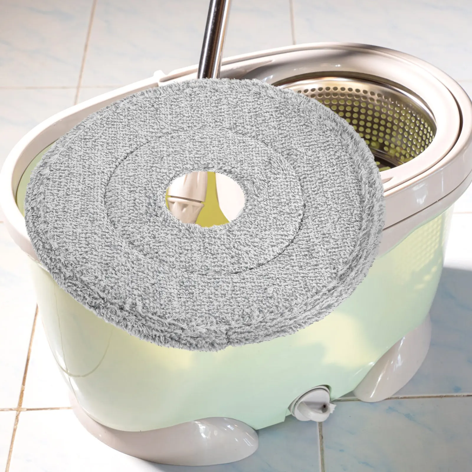 

3Pcs Cotton Rotating Mop Replacement Heads Wet Dry Round Mop Head Refills for Floor Cleaning Hardwood Tile Marble Reusable