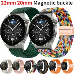 22mm 20mm Braided Strap for Huawei Watch 4/3 Pro/GT-2-3-4 46mm Nylon Magnetic Buckle Wristband for Samsung Watch 3/4/5/6/Classic