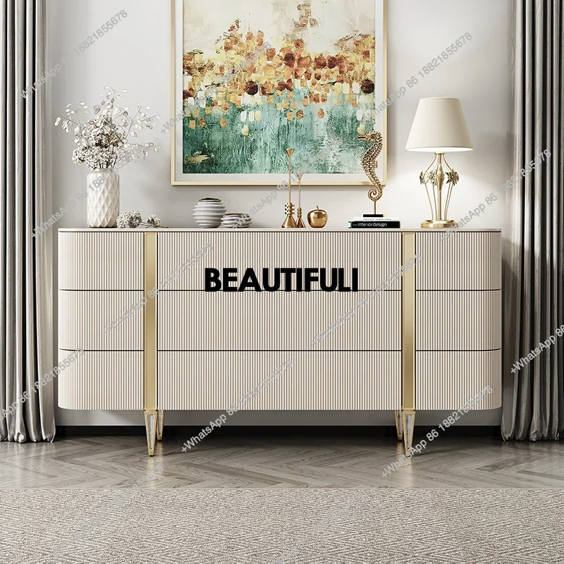 

Modern light luxury chest villa living room wall storage side cabinet Italian style, storage drawer cabinet