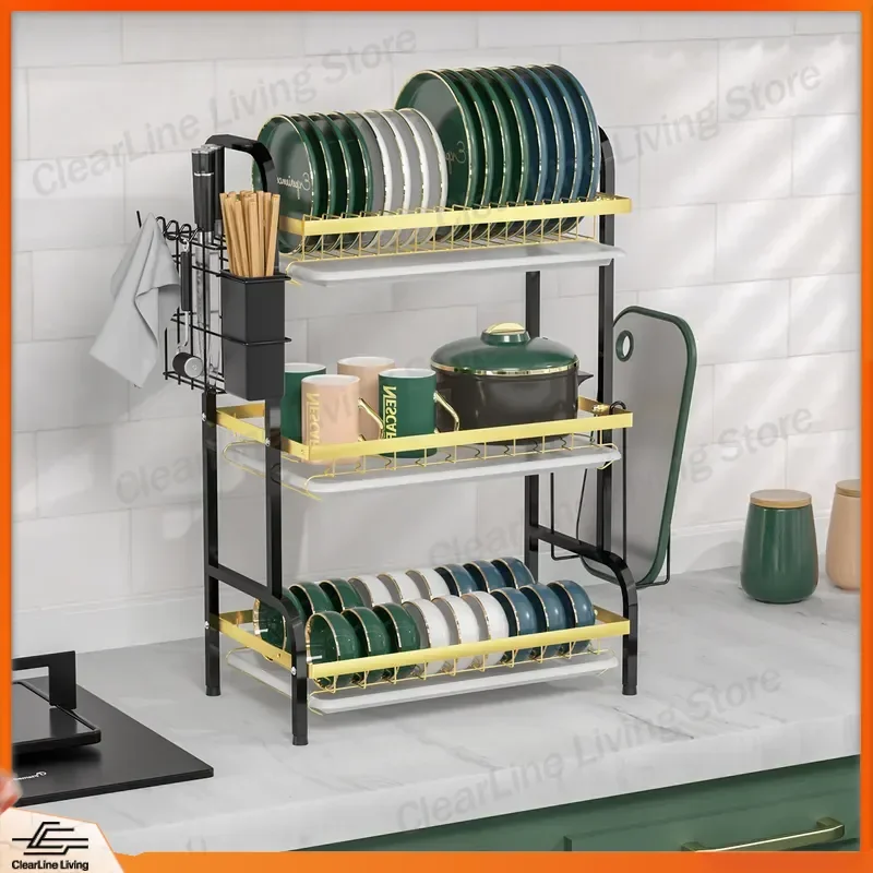Kitchen Bowl Rack Drain Rack for Drying Tableware Stainless Steel Rust Proof Layered Storage Organizer Dish Drying Rack Wall