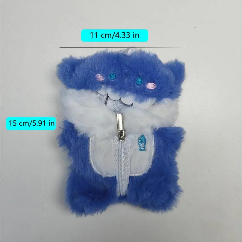 Kawaii Shark Onesie for Mini Doll Cute Plush Doll's Clothing Outfit Labubu Idol V1 V2 Dolls Clothing Accessories image 2