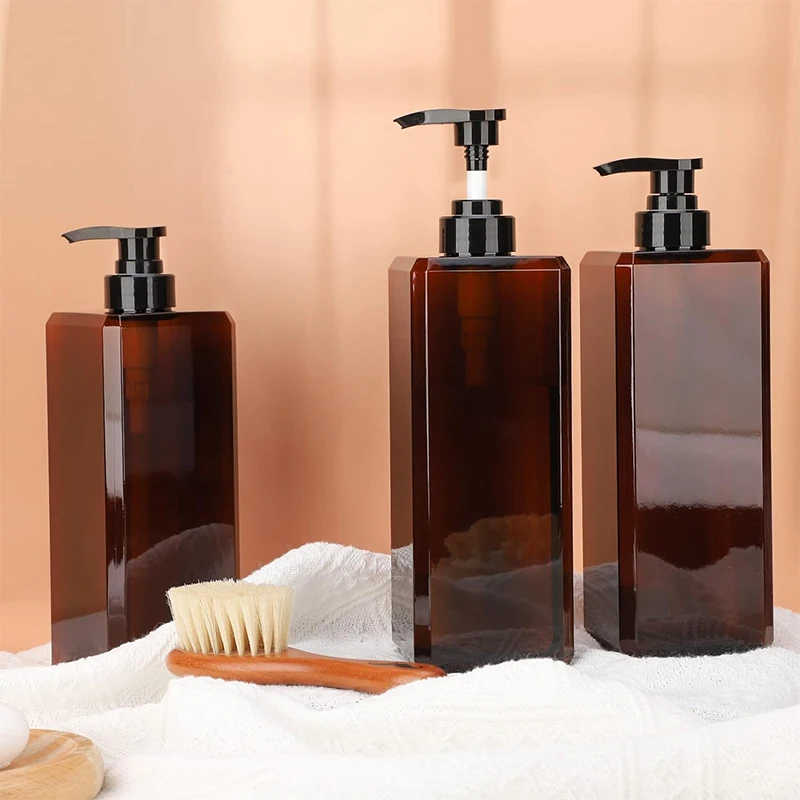 500ml Square Liquid Soap Dispenser Shampoo Conditioner Bodysoap Gel Pump Bottle Bathroom Empty Lotion Container for Hand Soap