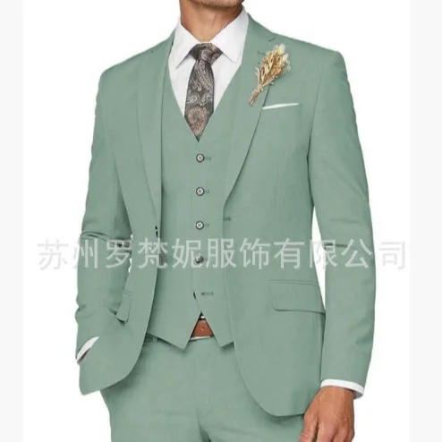 

Men Suits Blazer Three Pieces Set Straight Pants Ankle Length Trousers Single Blazers Vest Jacket Buttons Loose Autumn 2025