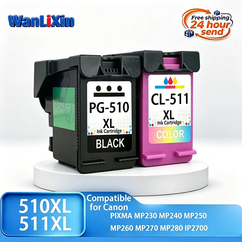 1pcs PG-510XL CL-511XL PG510 XL CL511 XL Ink Cartridge Compatible for Canon For PIXMA MP230 MP240 MP250 MP260 MP270 MP280 IP2700