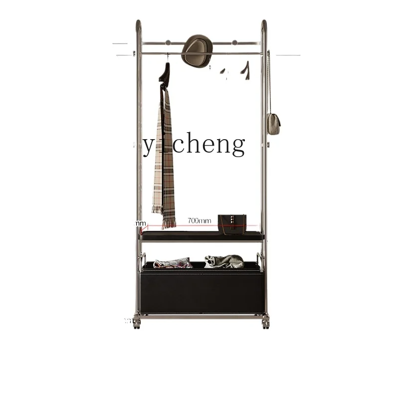 

TQH Floor-to-ceiling storage clothes rack Stainless steel removable storage clothes rack Bedroom coat rack with wheels