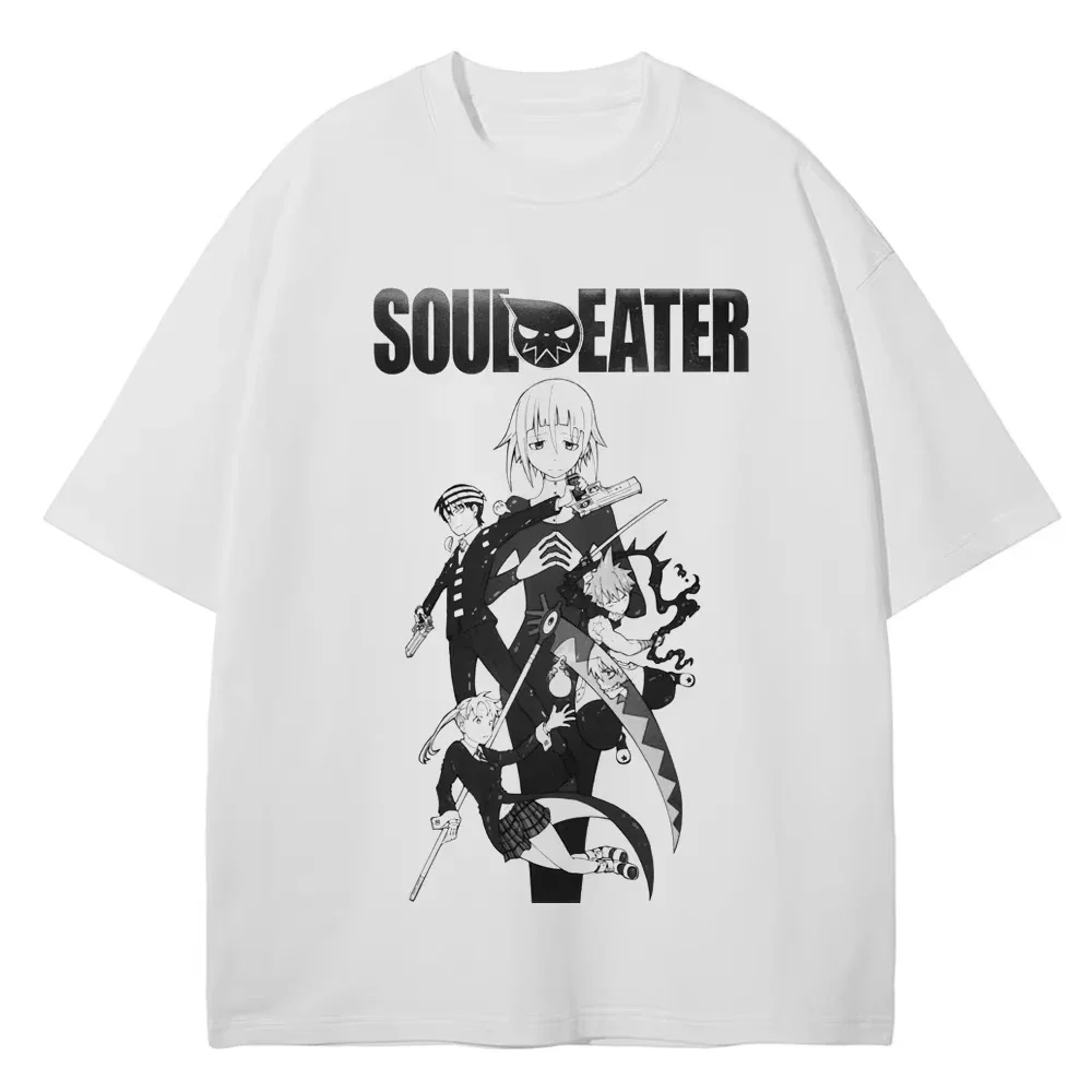 Soul Eater Anime T-shirt Vintage Washed Y2K Aesthetic Unisex Oversized Short Sleeve Summer Cotton Retro Streetwear 2026 Hot Sale