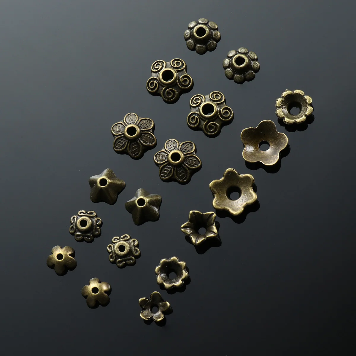 

180Pcs Flower Hat Metal Pendant DIY Alloy Jewelry Parts Charm for Bracelets Necklaces Handmade Accessories Metal End Cap