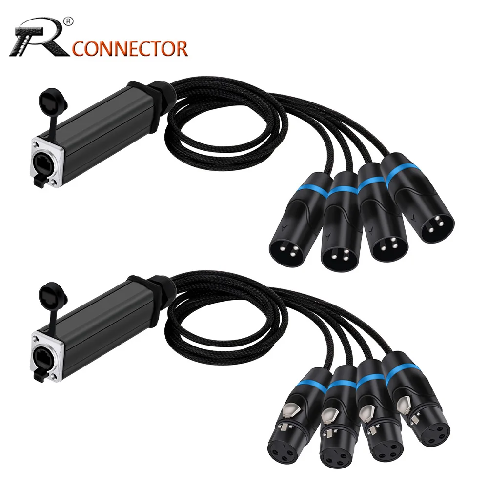 

RJ45 CAT5 с экранированным на 4-канальный XLR 3 контакта многосетевой разветвитель аудио кабеля для сцены освещения студии записи