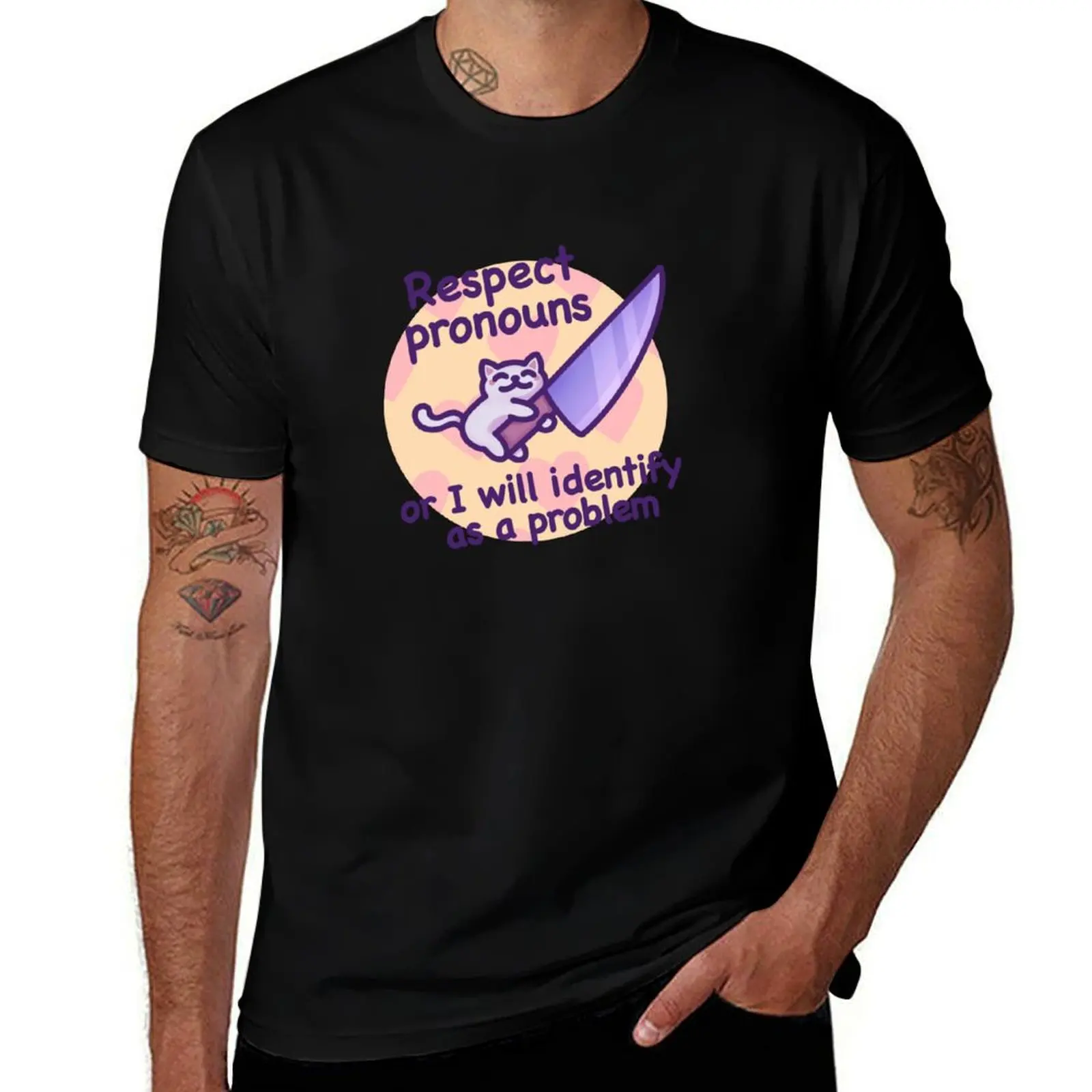 

Respect pronouns or I will identify as a problem - funny & cute cat meme for trans pride T-Shirt