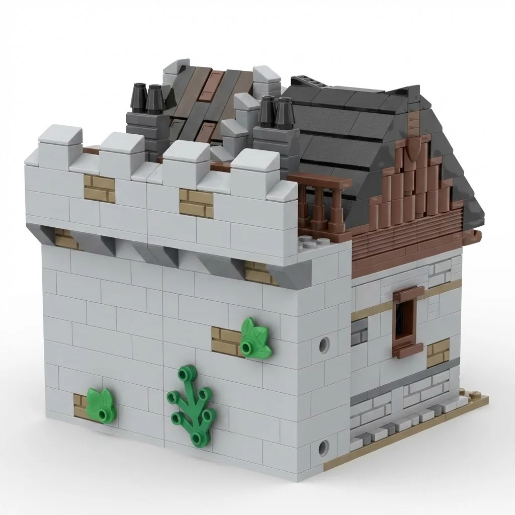 DIY Schloss Königreich Dorfhaus Konstruktionsset Historisches Gebäude Bausteine Spielzeug Geschenk