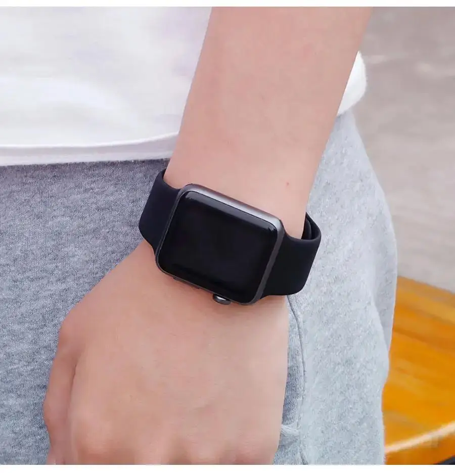 Correa de silicona para Apple Watch band 45mm 44mm 41mm 42mm 40mm 49mm 38mm pulsera iWatch serie 9 8 5 4 3 8 6 SE 7 Ultra 2