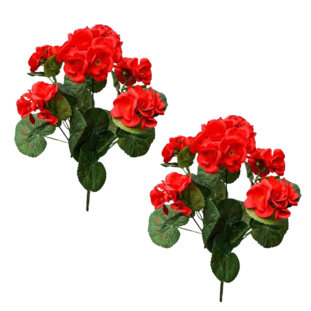 2/4 Stück 12,6 Zoll Künstliche Pflanze Seiden-Begonien-Blume Geranien UV-Beständig Vliesstoff Kunstblumen für Garten Bonsai Blumendekoration – Detail 22