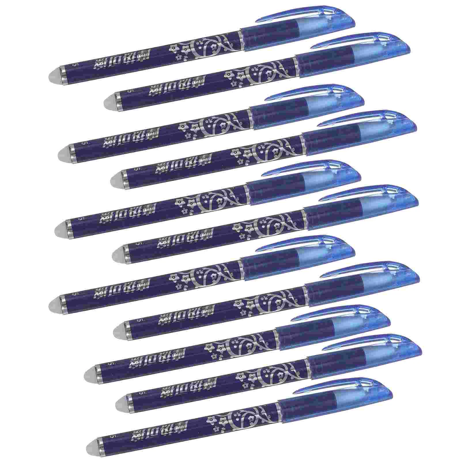 12 ชิ้น Erasable ปากกาปากกาเจลสีฟ้า 05 มิลลิเมตรยางลบหมึกจีนสําหรับเขียนเด็ก Fine Point