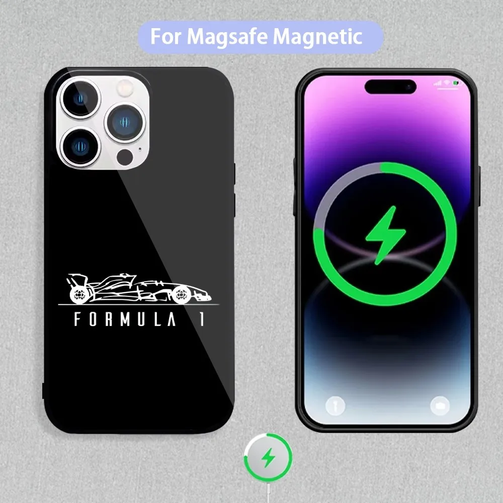 F1 Race Track Prints Phone Case For Magnetic Inductive Charging iPhone 11 12 13 14 15 Max Pro Mini Plus Shell