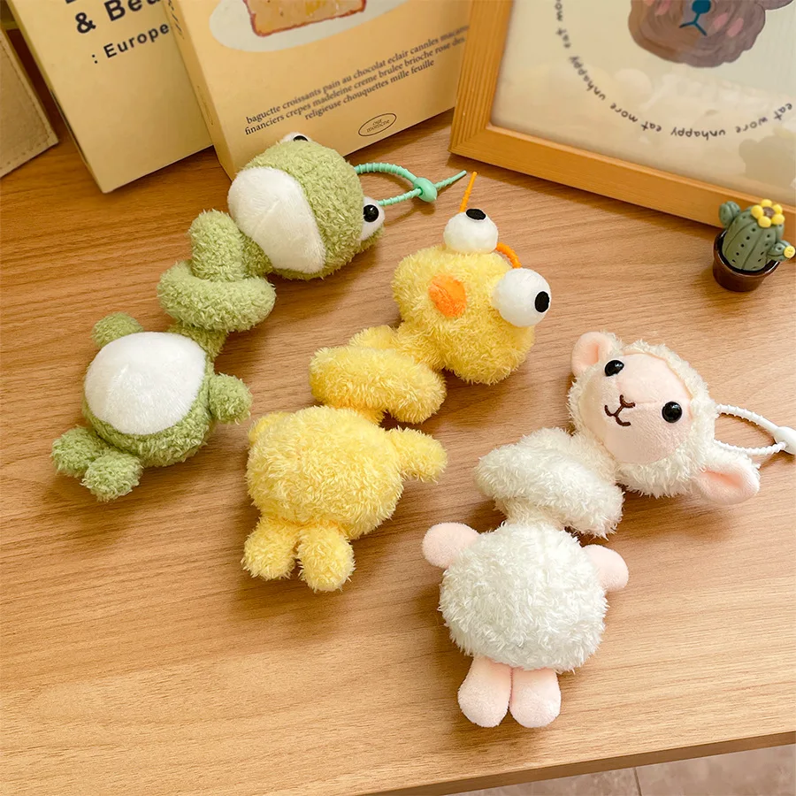 Cute Long-necked Lambs Chicks Frogs Plush Keyring Simulation Plush Stuffed Animal Toy Backpack Decor Keyring  Birthday Xmas Gift
